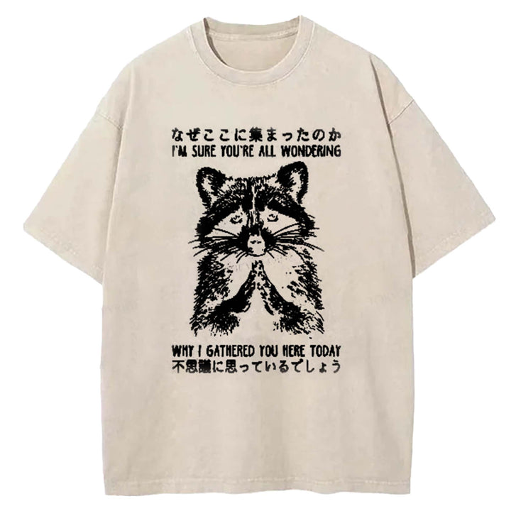 I'M SURE YOU'RE ALL WONDERING Washed Crew Neck T-Shirt