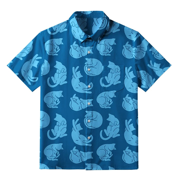 Cats In Different Actions Button-up Shirt