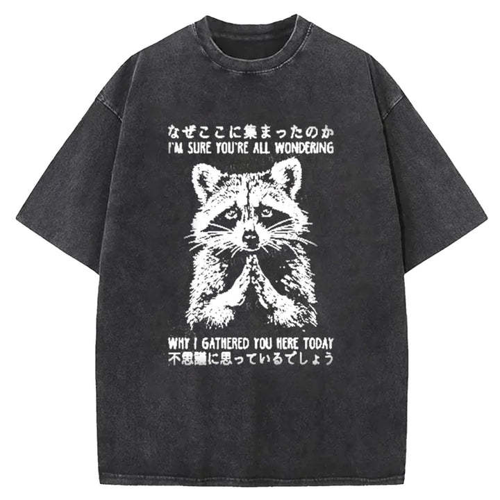 I'M SURE YOU'RE ALL WONDERING Washed Crew Neck T-Shirt