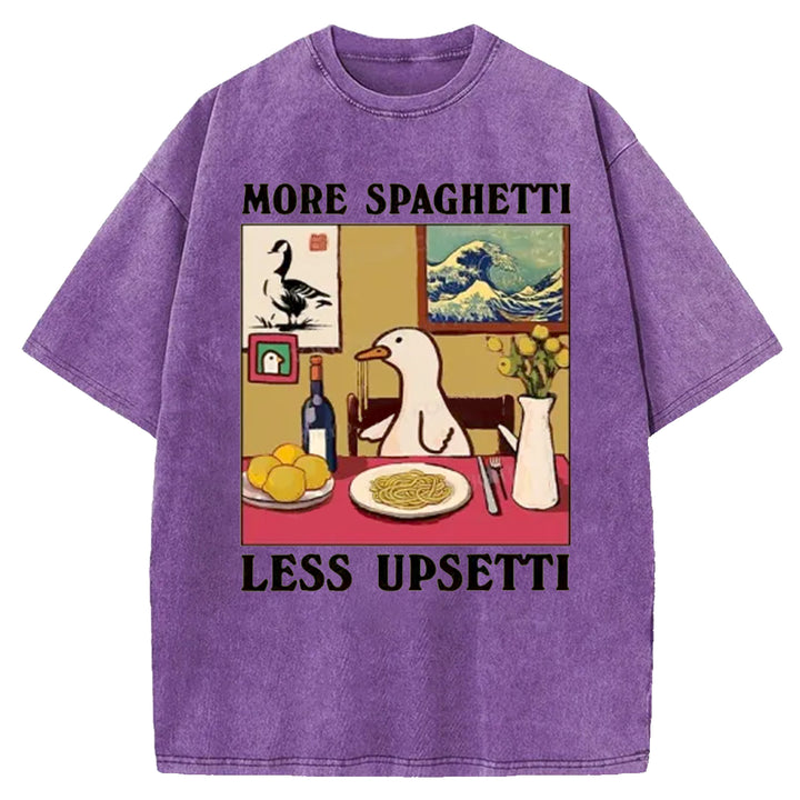 MORE SPAGHETTI LESS UPSETTI Washed Crew Neck T-shirt