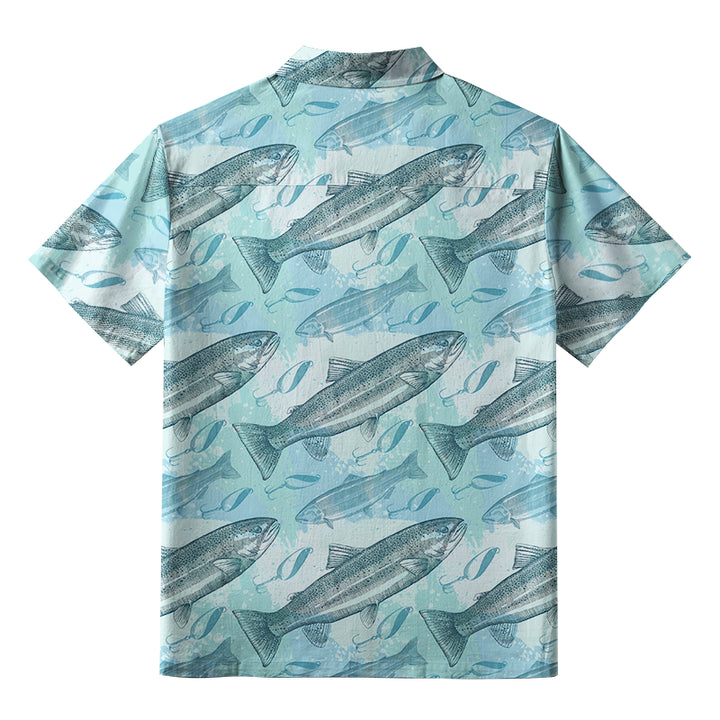 Swimming Fish And Fishhook Aloha Hawaiian Shirt