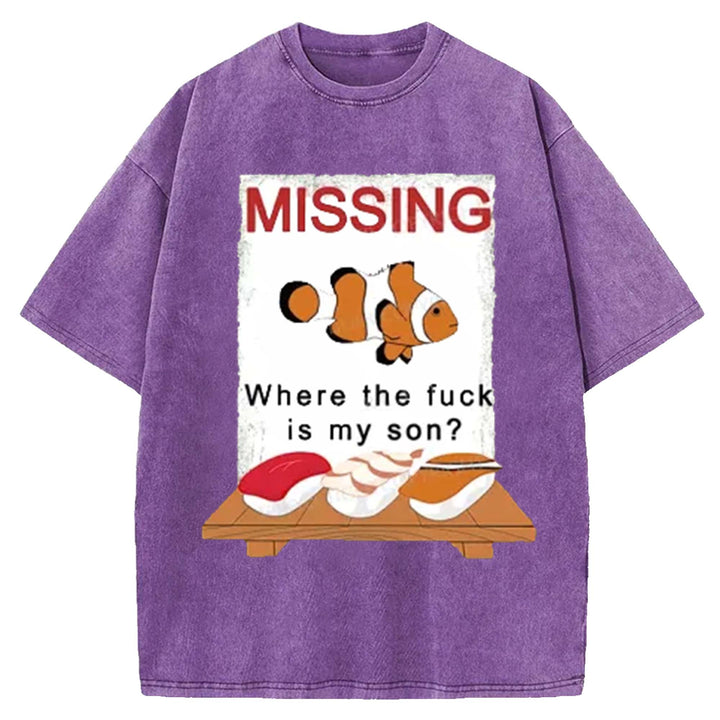 Where the Fxck Is My Son Washed Crew Neck T-Shirt