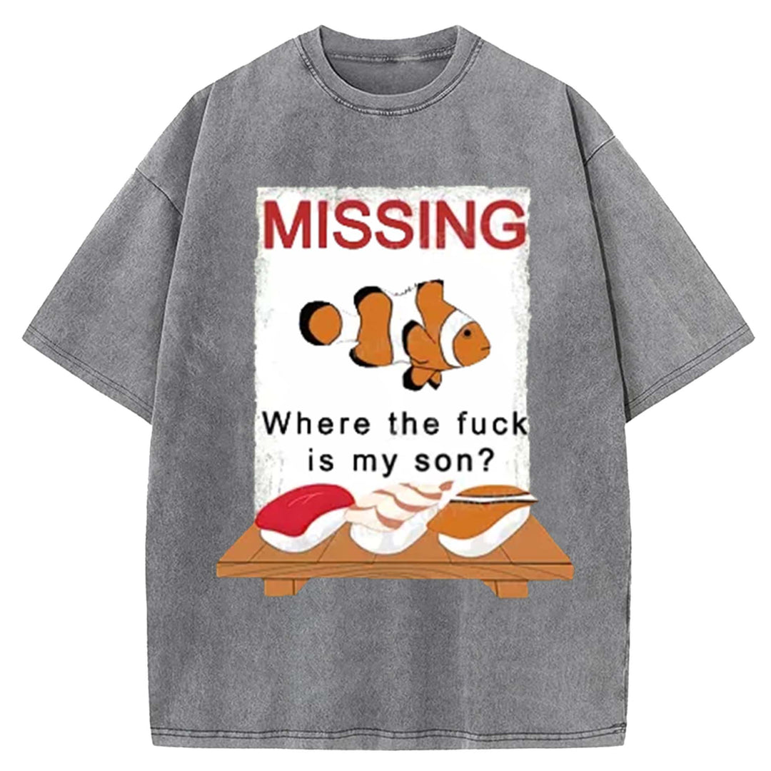 Where the Fxck Is My Son Washed Crew Neck T-Shirt