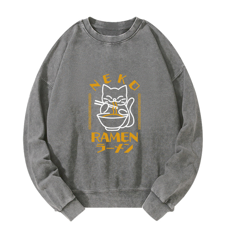 Cat Obsessed With RamenWashed Sweatshirt