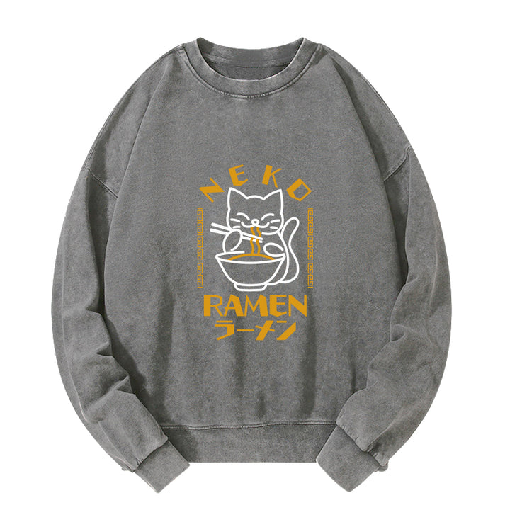 Cat Obsessed With RamenWashed Sweatshirt
