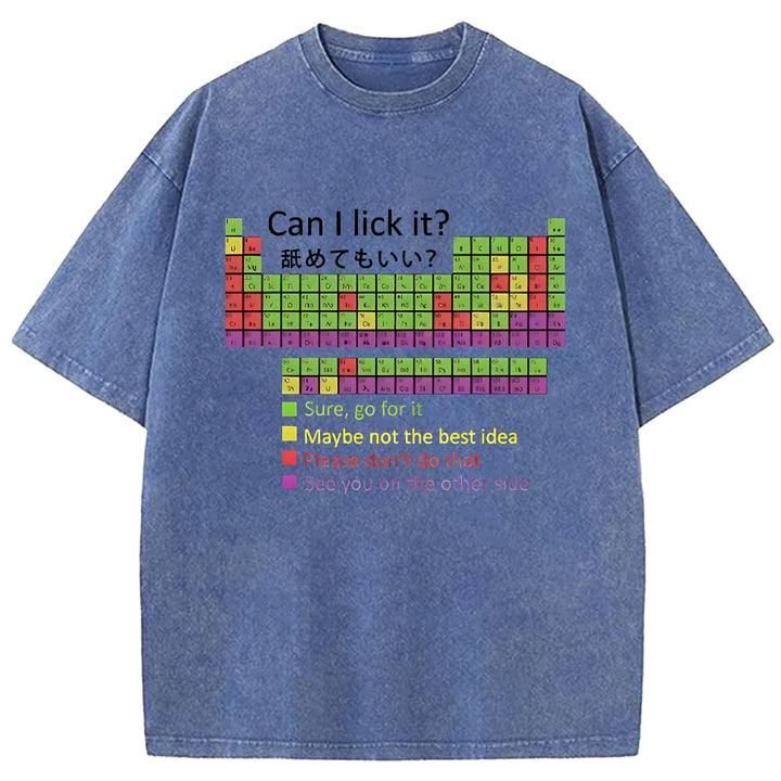Can I Lick It Washed Crew Neck T-shirt