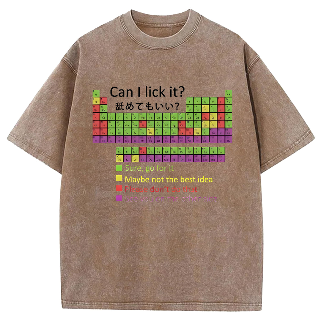 Can I Lick It Washed Crew Neck T-shirt