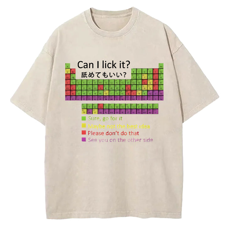 Can I Lick It Washed Crew Neck T-shirt