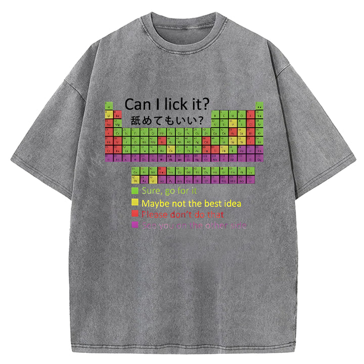 Can I Lick It Washed Crew Neck T-shirt