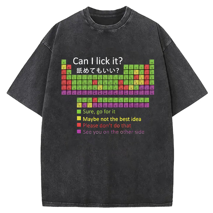 Can I Lick It Washed Crew Neck T-shirt