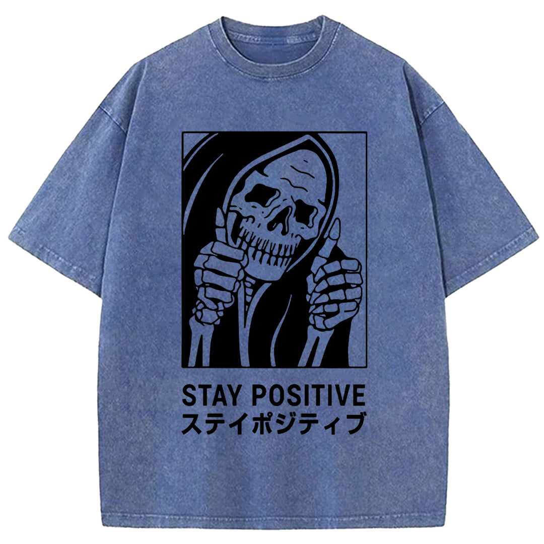 STAY POSITIVE Washed Crew Neck T-shirt