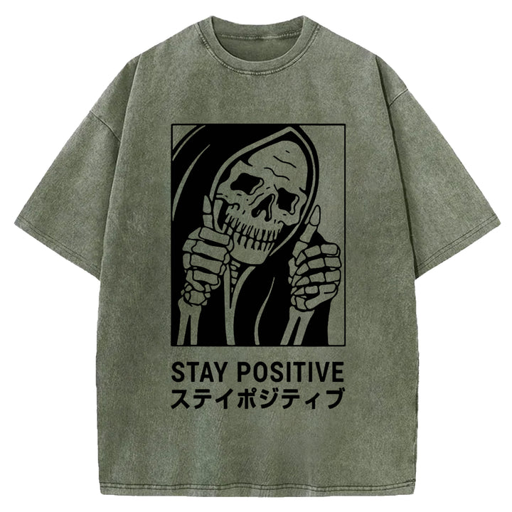 STAY POSITIVE Washed Crew Neck T-shirt