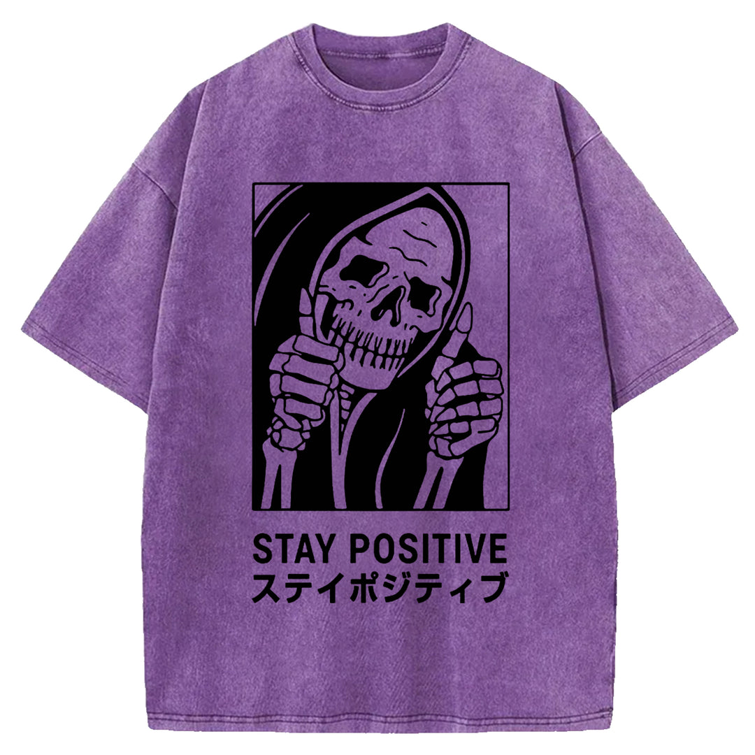 STAY POSITIVE Washed Crew Neck T-shirt