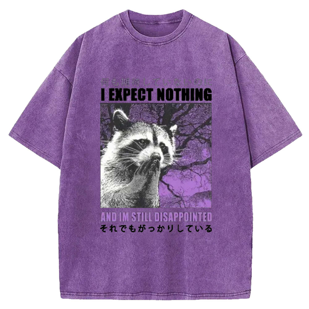 I EXPECT NOTHING Washed Crew Neck T-Shirt