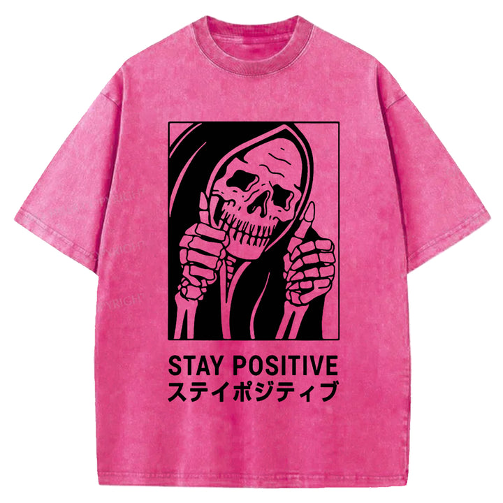 STAY POSITIVE Washed Crew Neck T-shirt