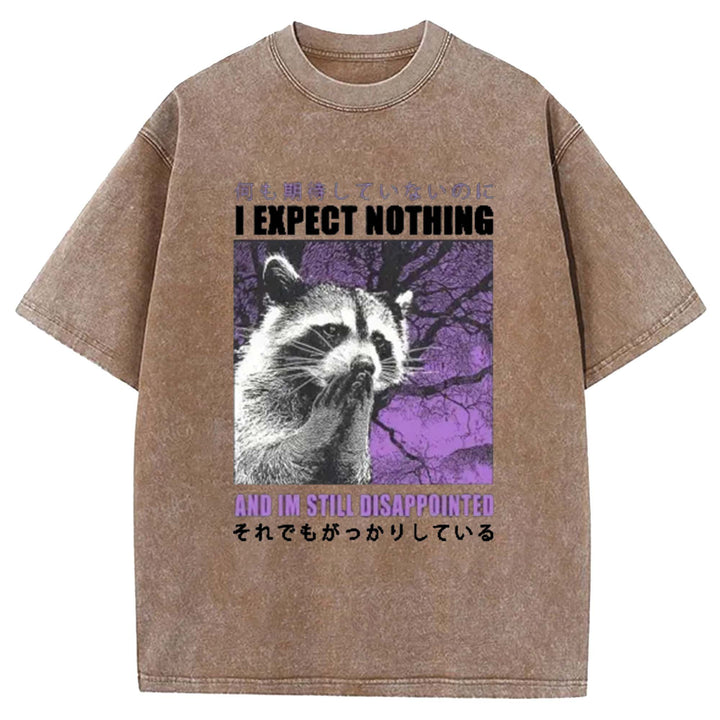 I EXPECT NOTHING Washed Crew Neck T-Shirt
