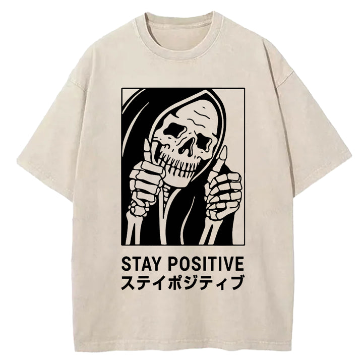 STAY POSITIVE Washed Crew Neck T-shirt