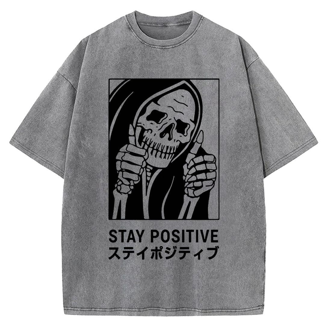 STAY POSITIVE Washed Crew Neck T-shirt