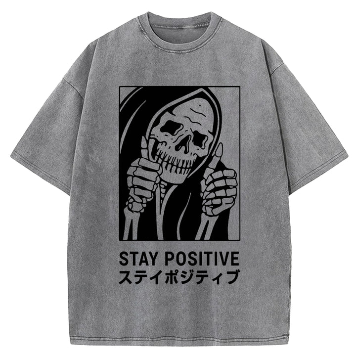 STAY POSITIVE Washed Crew Neck T-shirt