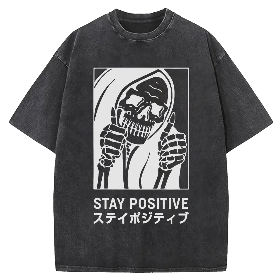STAY POSITIVE Washed Crew Neck T-shirt