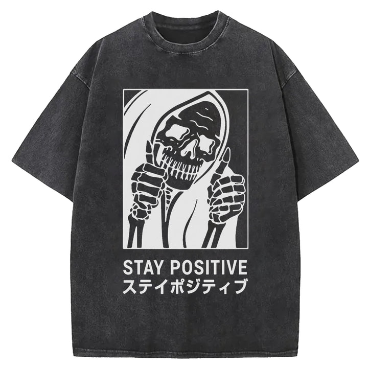 STAY POSITIVE Washed Crew Neck T-shirt