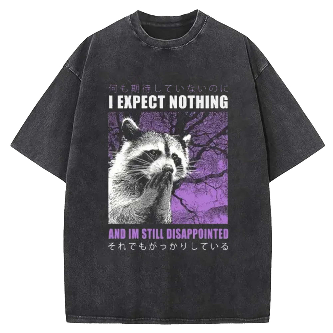I EXPECT NOTHING Washed Crew Neck T-Shirt