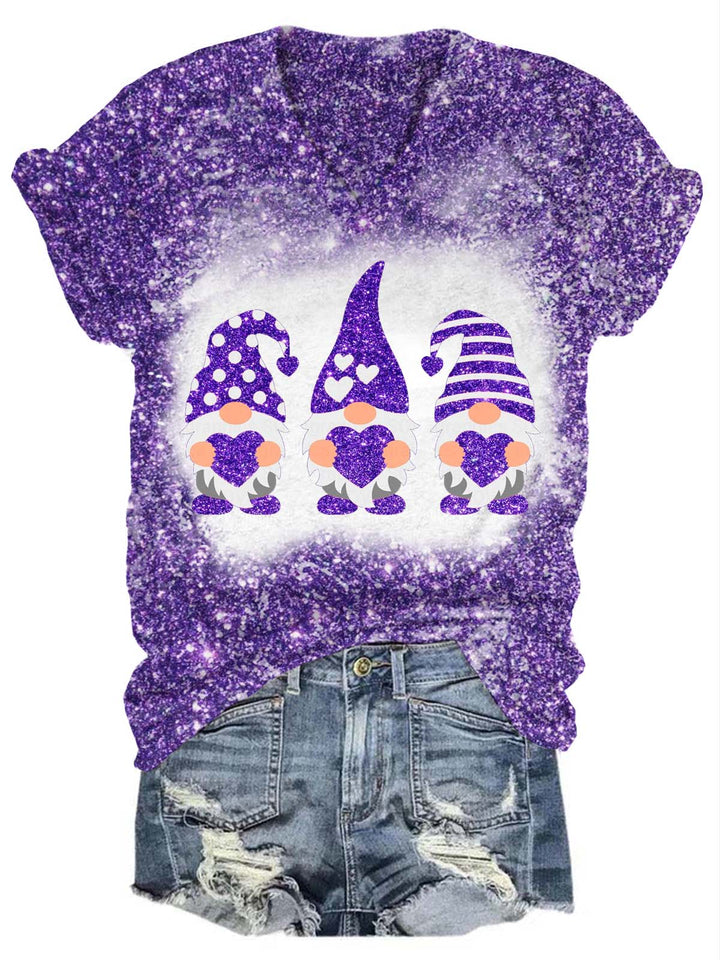 Valentine's Glitter Gnome V-Neck T-Shirt