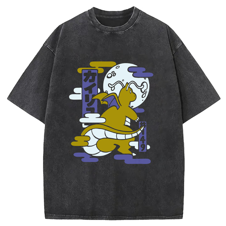 Funny Monster Washed Crew Neck T-Shirt