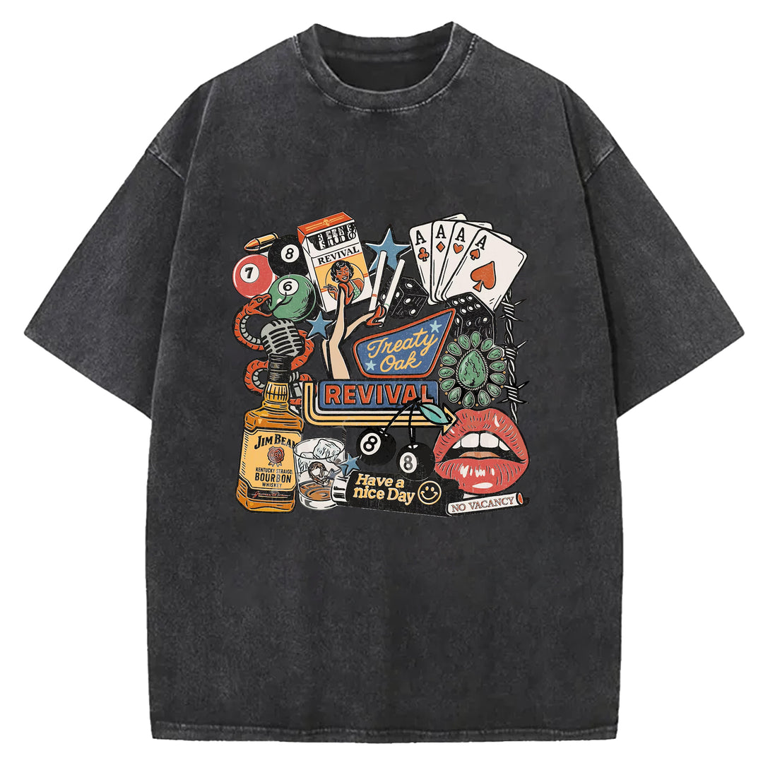 Have A Nice Day Design Washed Crew Neck T-shirt