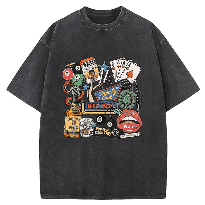 Have A Nice Day Design Washed Crew Neck T-shirt