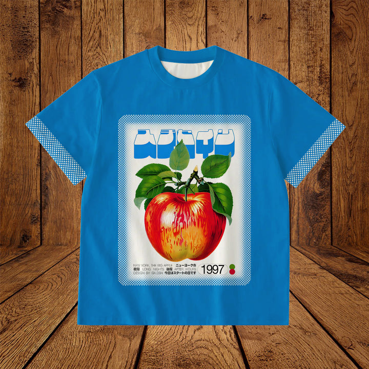 Vintage Apple Design Print Crew Neck T-shirt