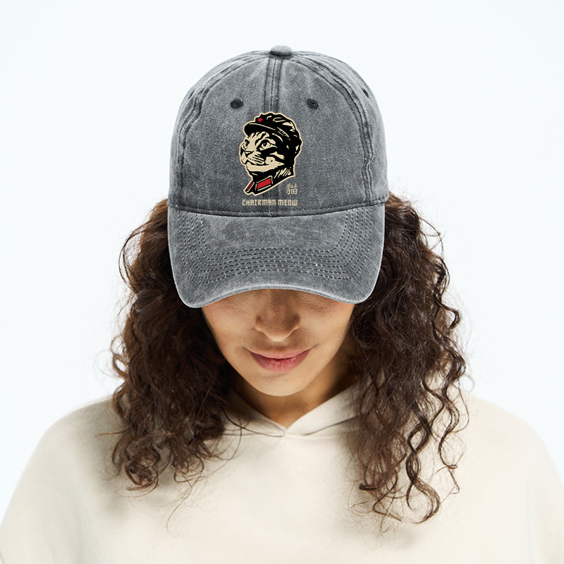 Chinese Spirit Cat Washed Cap