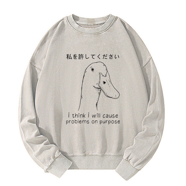 Stupid Goose Funny Washed Sweatshirt