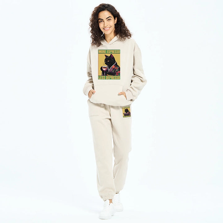 Up Caffeine Down Depression Fleece Lined Hoodie Set