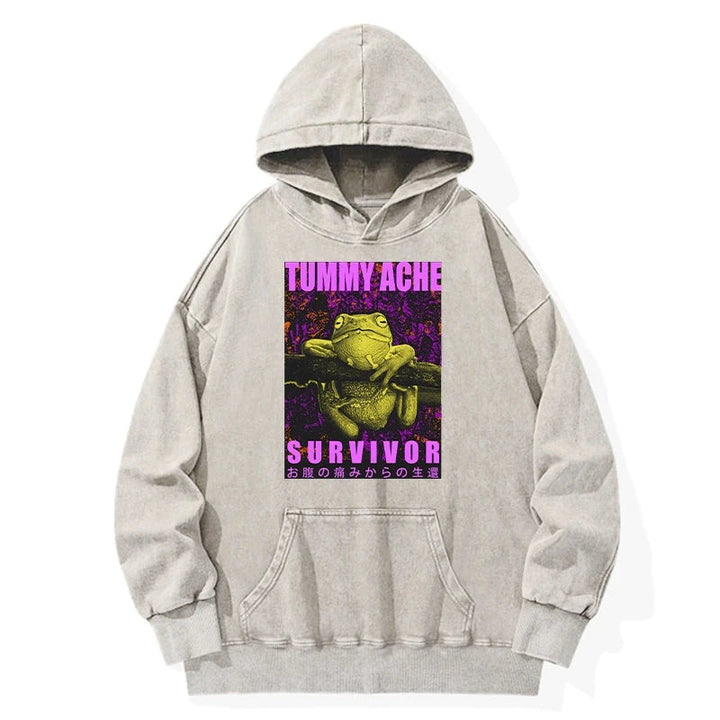 A Frog With Stomachache Washed Hoodie