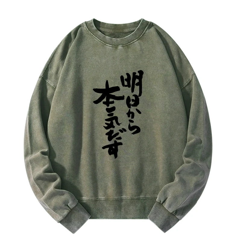 I'm Going To Get Serious Tomorrow Japan Washed Sweatshirt
