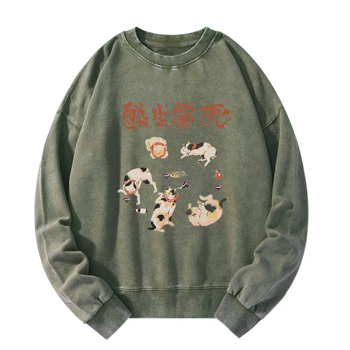 Drunken Cats Washed Sweatshirt
