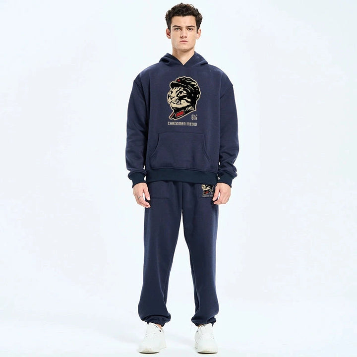 Chinese Spirit Cat Fleece Lined Hoodie Set