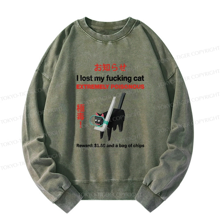 Find The Toxic Cat Funny Washed Sweatshirt