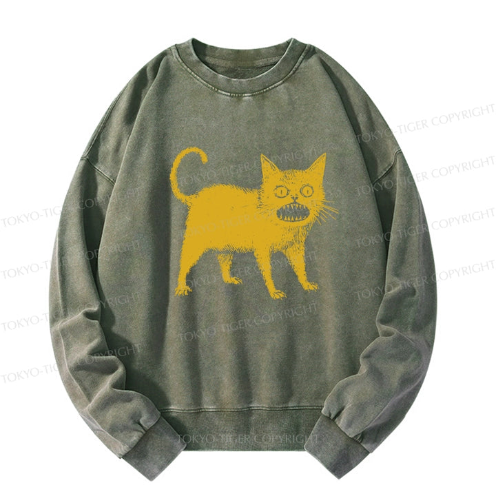 Horrible Japanese Cat Washed Sweatshirt