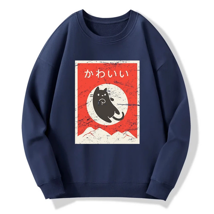 Cute Black Cat Japanese Sweatshirt