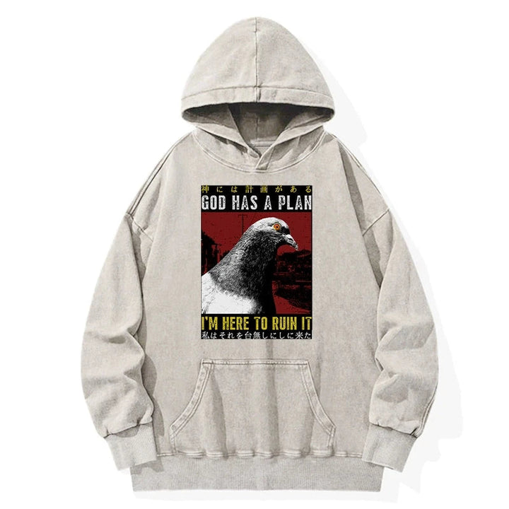 Pigeons That Want To Break The Plan Washed Hoodie