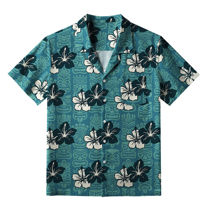 Floral Escape Teal Aloha Hawaiian Shirt