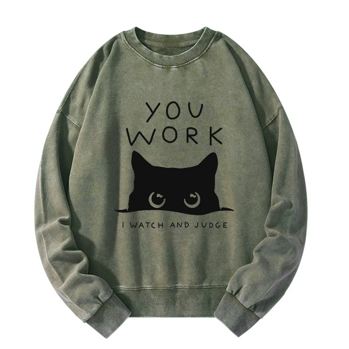 A Cat That Spies Washed Sweatshirt