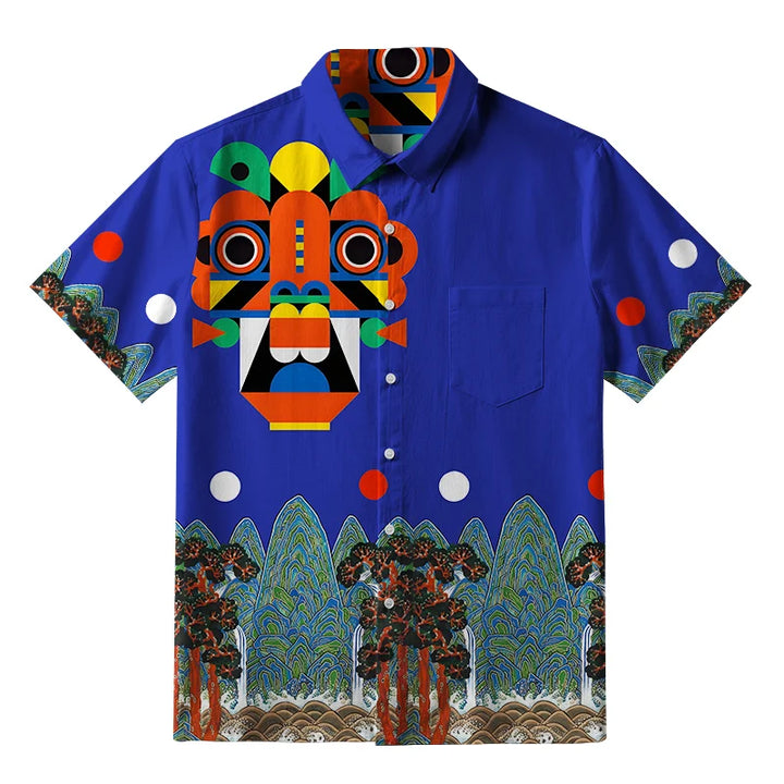 Abstract Art Mask Button-up Shirt