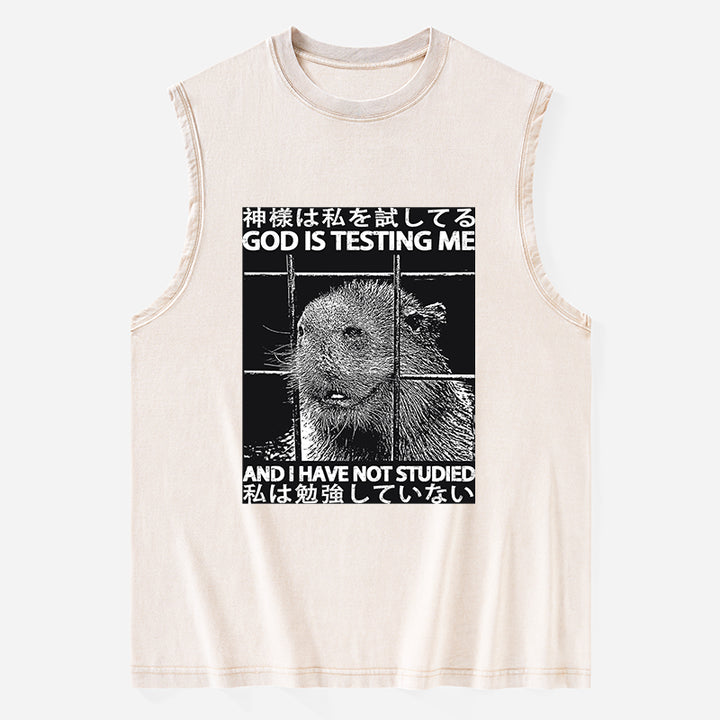 God Is Testing Me Washed Tank