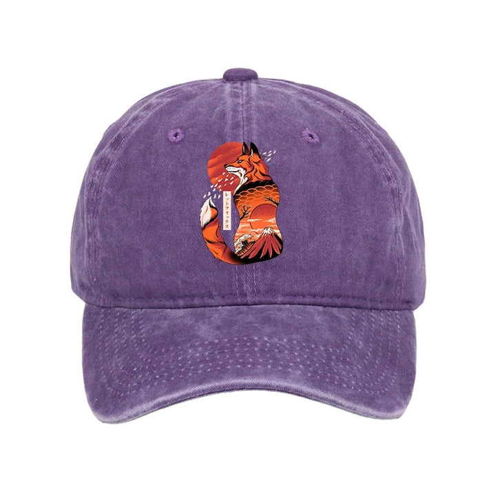 Japanese Fox KitsuneTattoo Washed Cap
