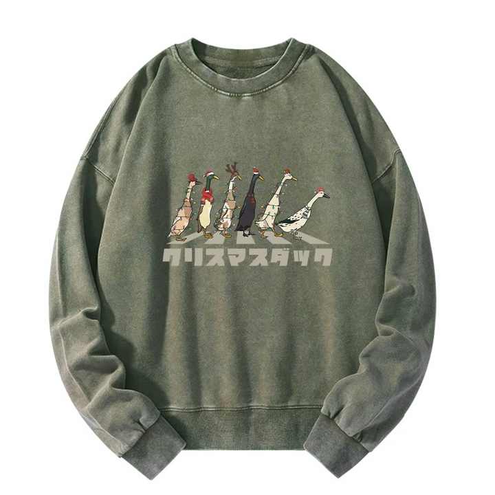 Funny Christmas Ducks Washed Sweatshirt
