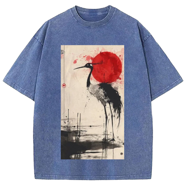 Nihon Tsuru Washed Crew Neck T-Shirt