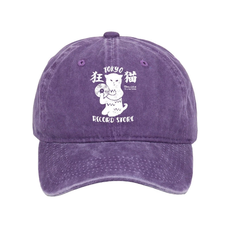 Tokyo Record Store Cat CD Washed Cap